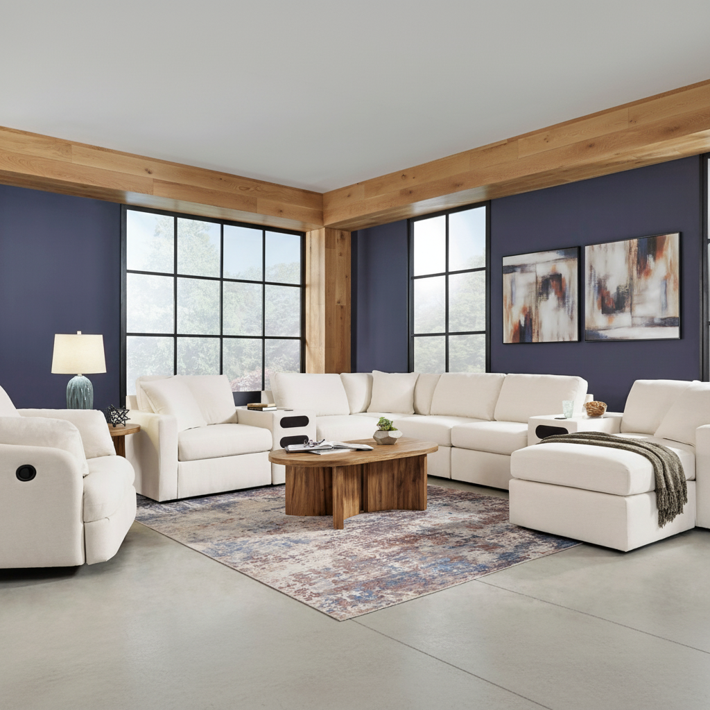Modmax 6-Piece Sectional with Storage Chaise and Storage Console