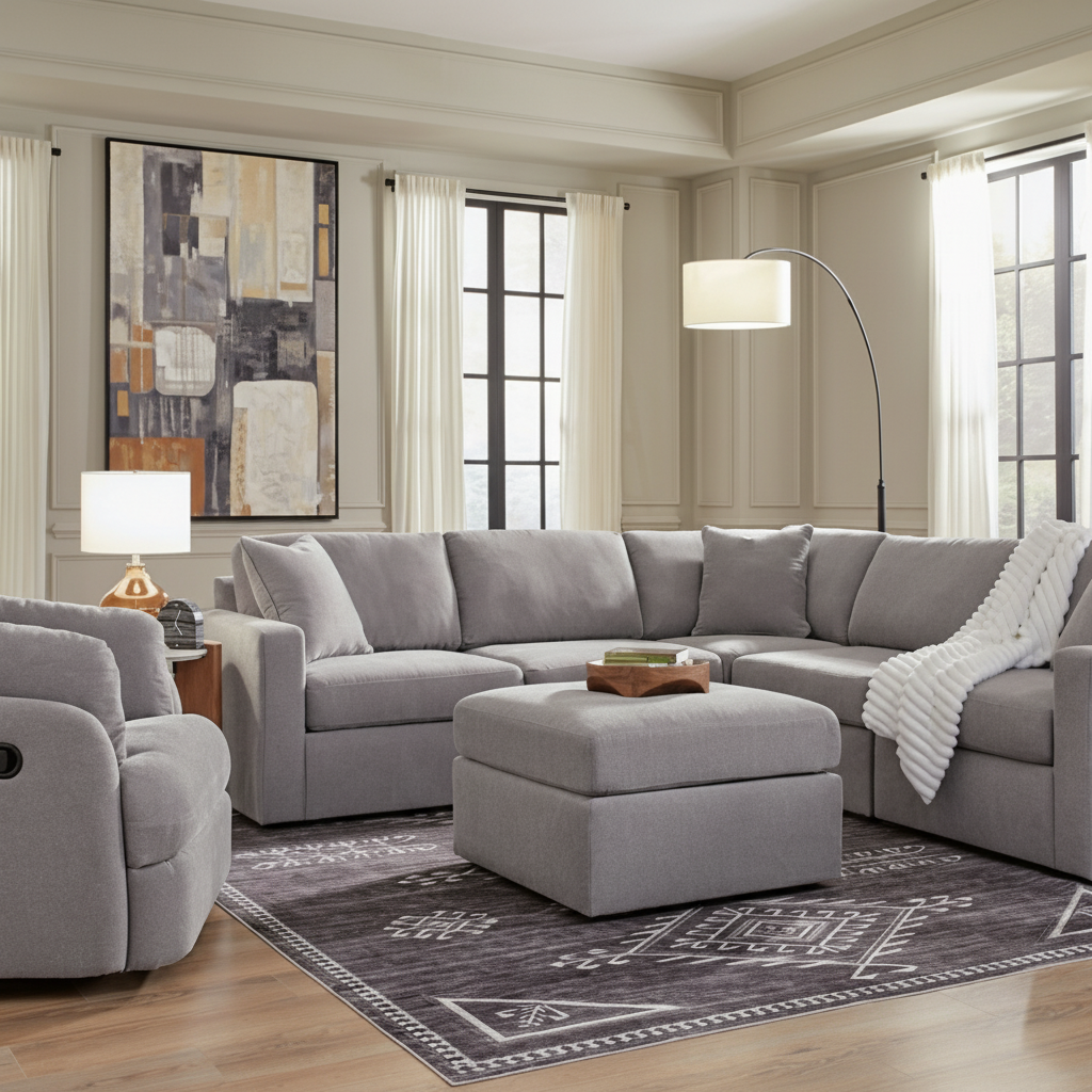 Modmax 6-Piece Sectional with Storage Chaise and Storage Console