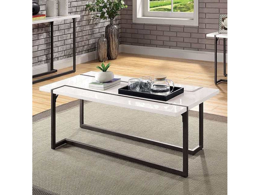 izar White/Gun Metal Coffee Table
