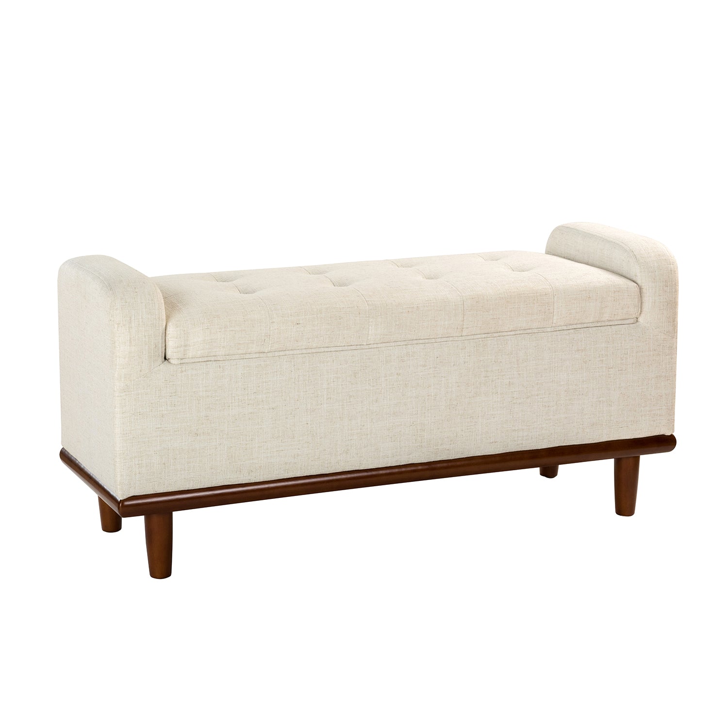 Jason Upholstered Flip Top Storage Bench in Ivory