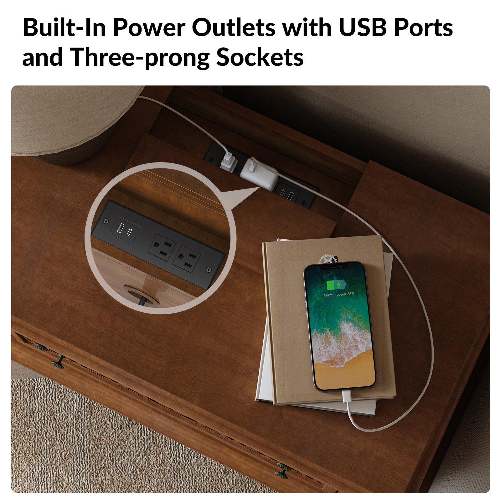 Vittorio 3 - Drawer Nightstand in Walnut