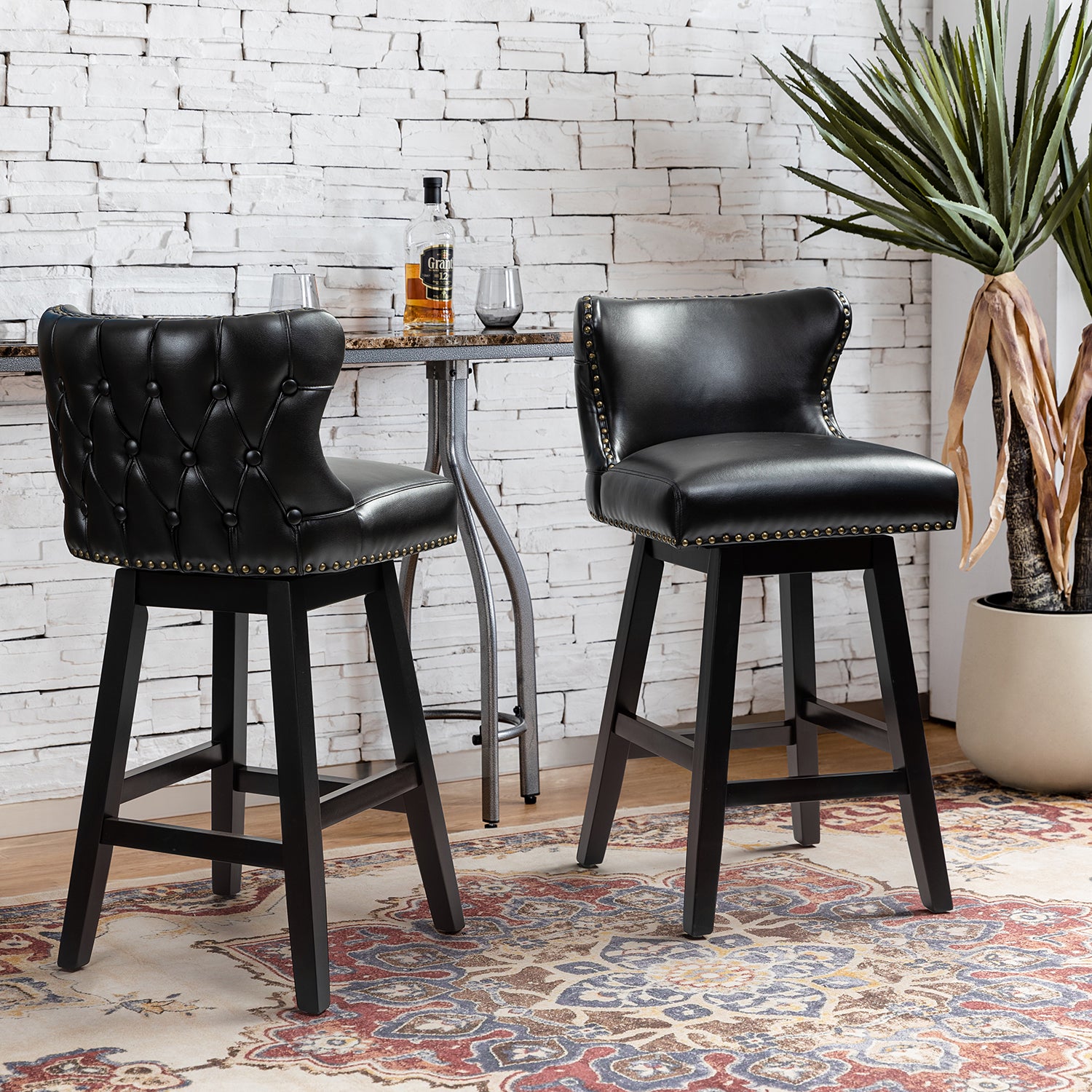 Konrad Swivel Bar & Counter Stool in Black