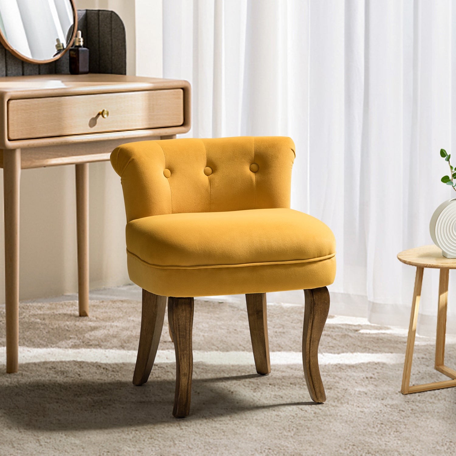 Lera Vanity Stool in Mustard