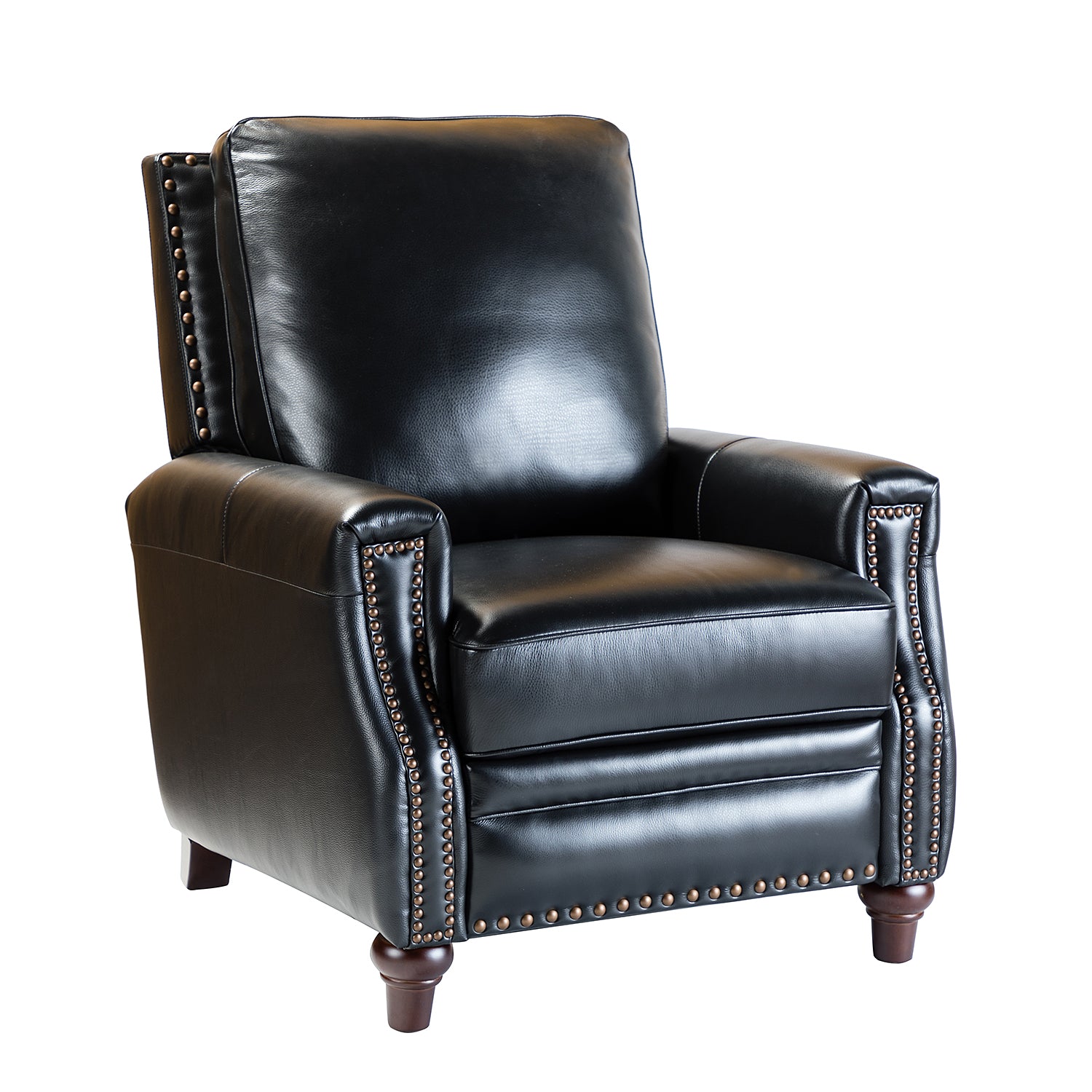 Amil Genuine Leather Recliner in Black