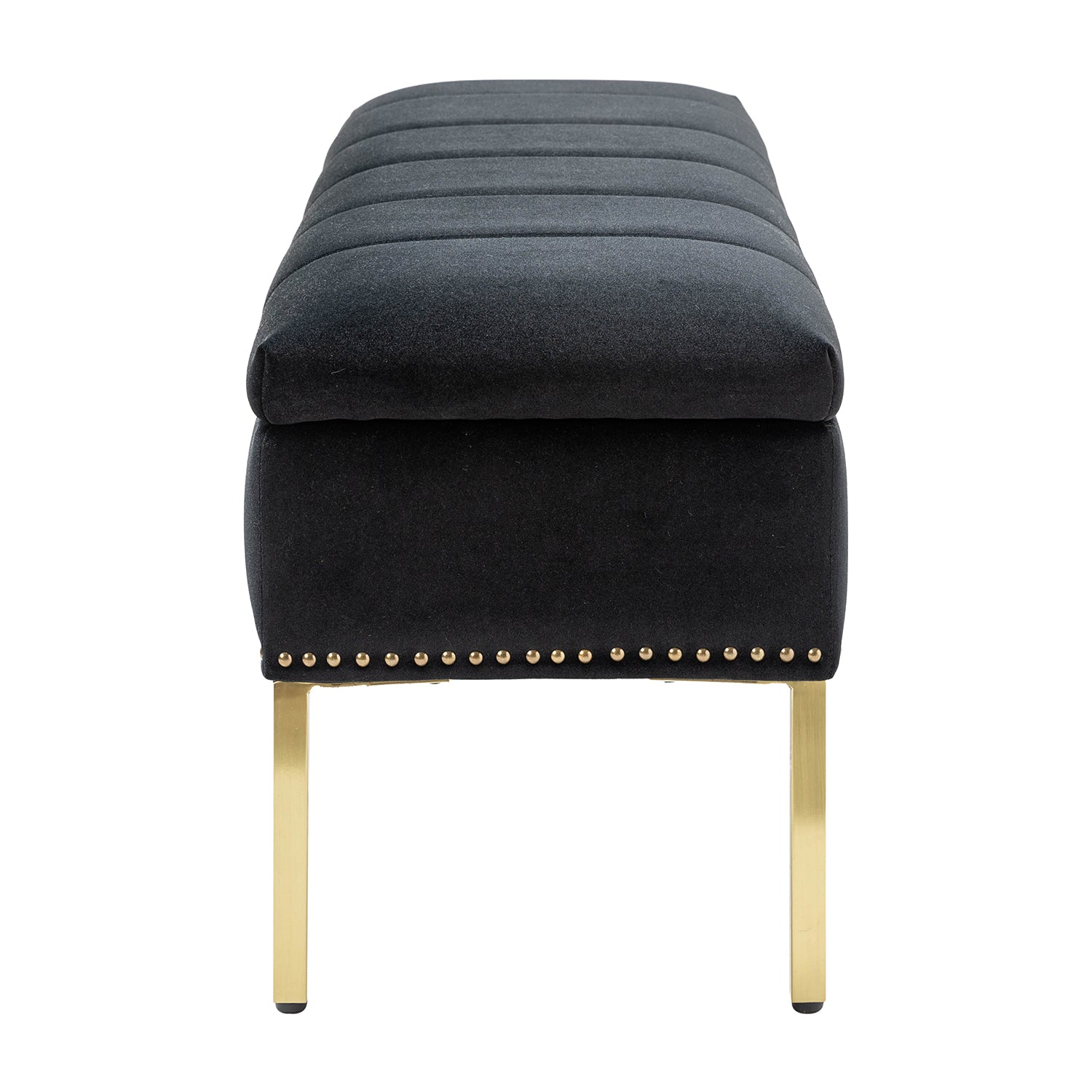 Fabio Upholstered Flip Top Storage Bench in Black