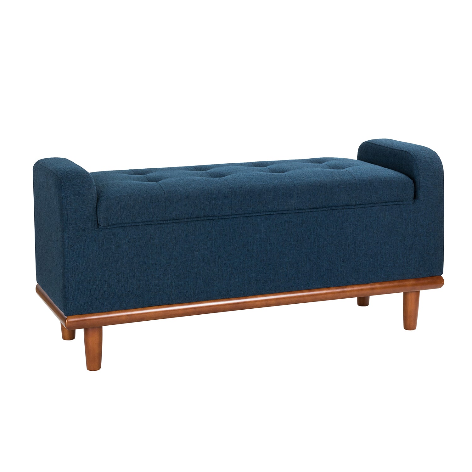 Jason Upholstered Flip Top Storage Bench in Navy