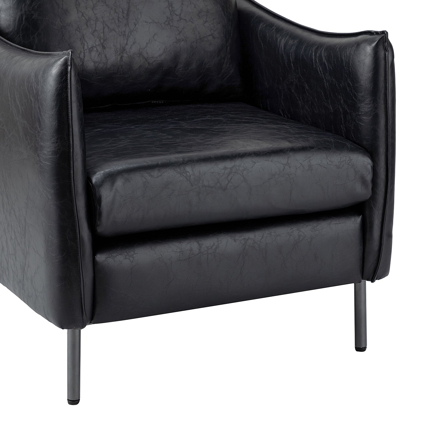 Georges Vegan Leather Armchair in Black
