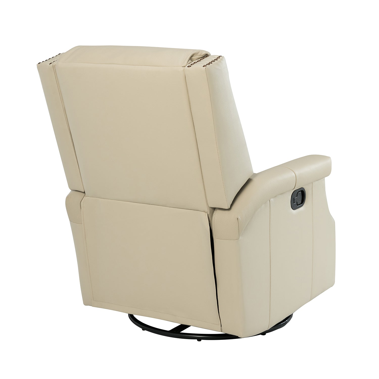 Louise Genuine Leather Swivel Rocker Recliner in Beige