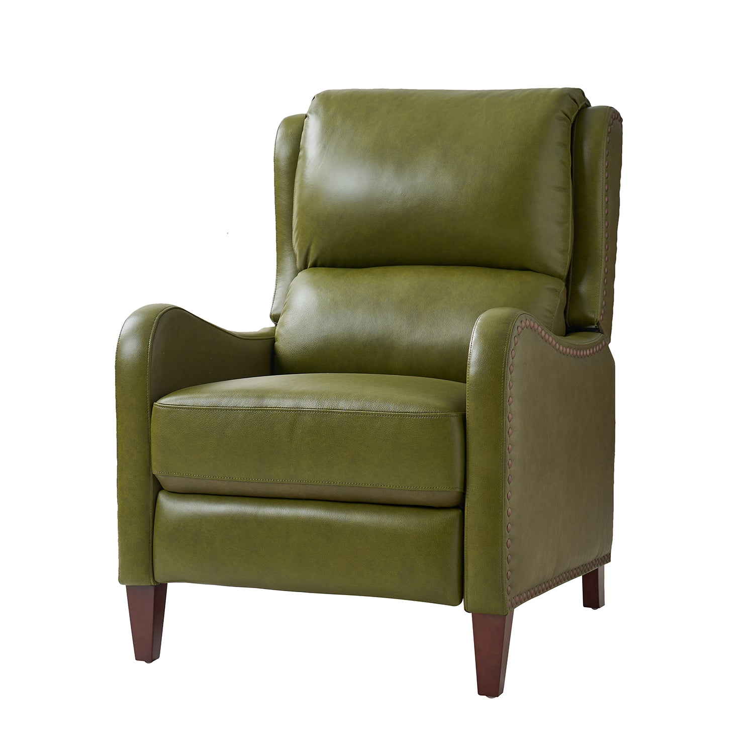 Hyde Genuine Leather Recliner in Olive