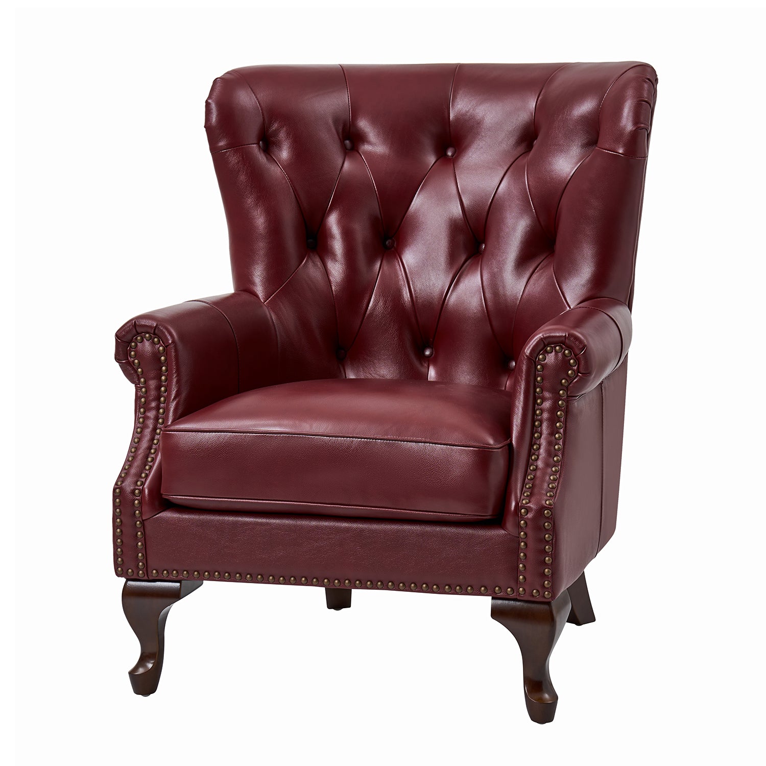 Anthony Genuine Leather Armchair in Burgundy