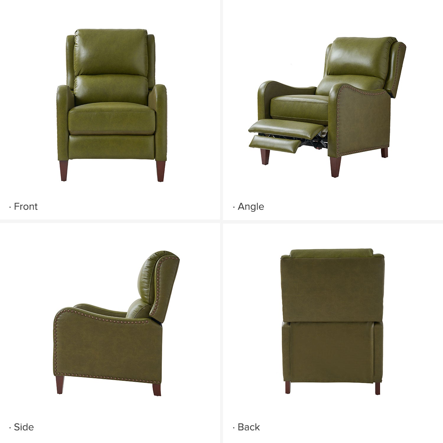 Hyde Genuine Leather Recliner in Olive
