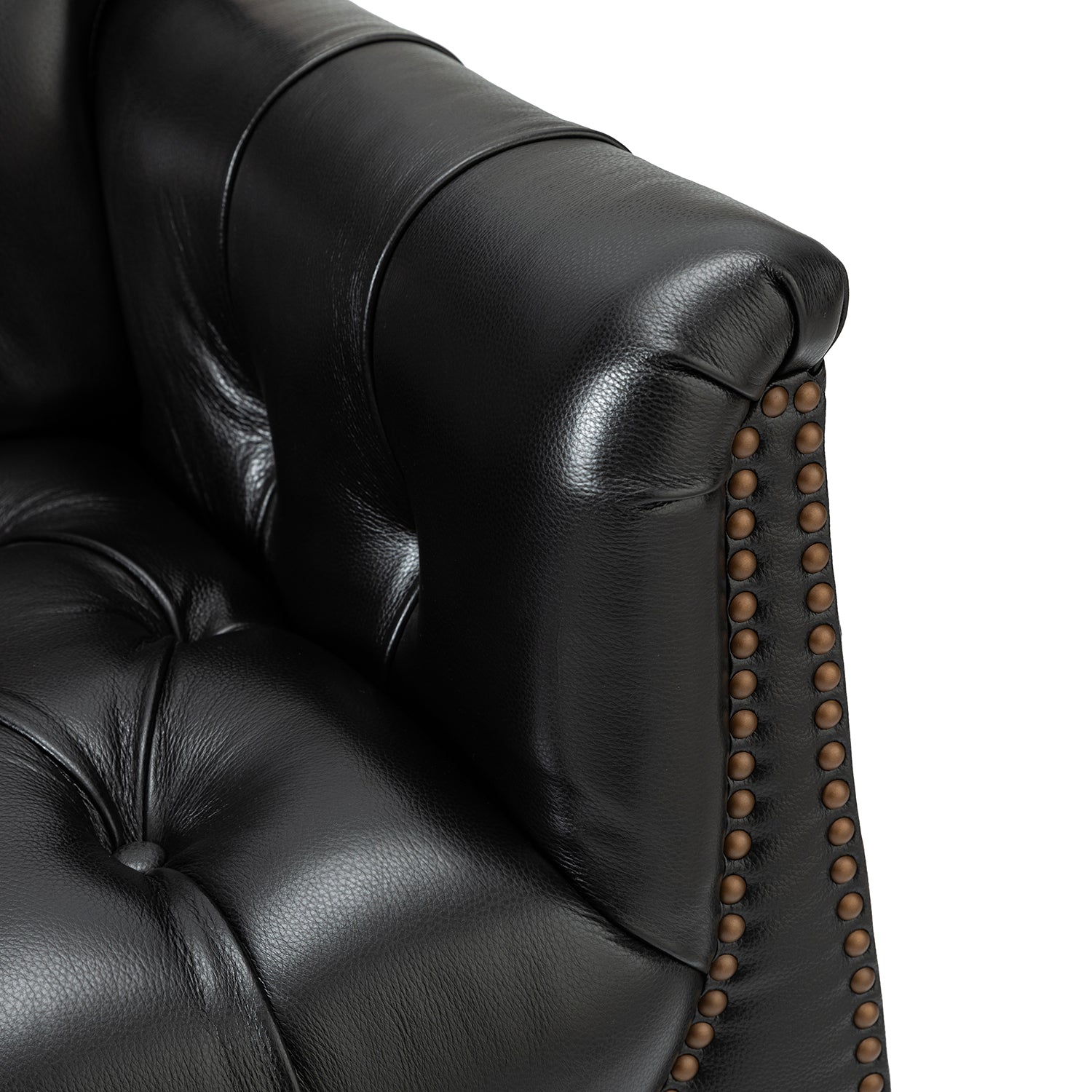 Elijah Genuine  Leather Armchair in Black