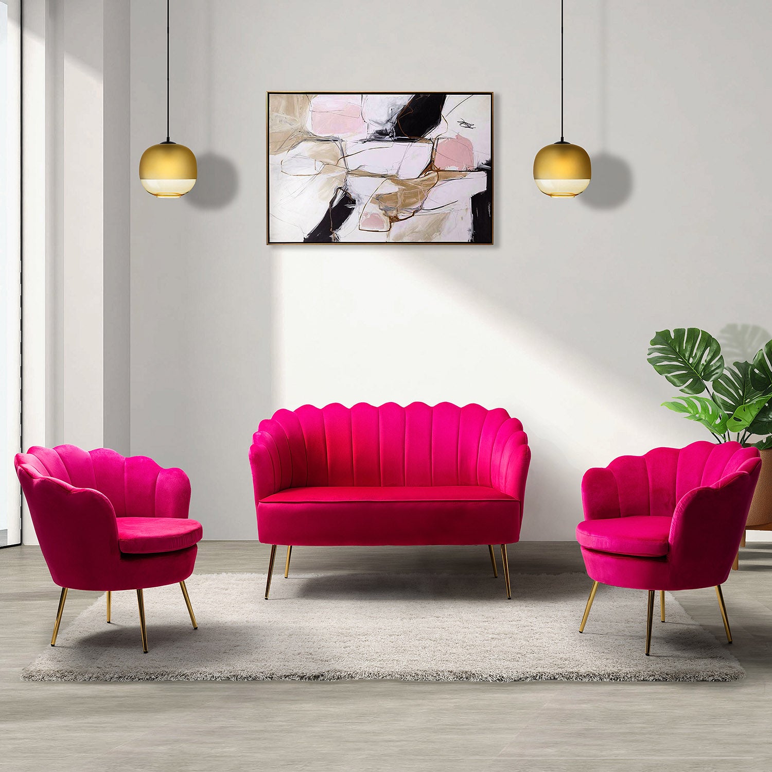 Donata Loveseat in Fushia