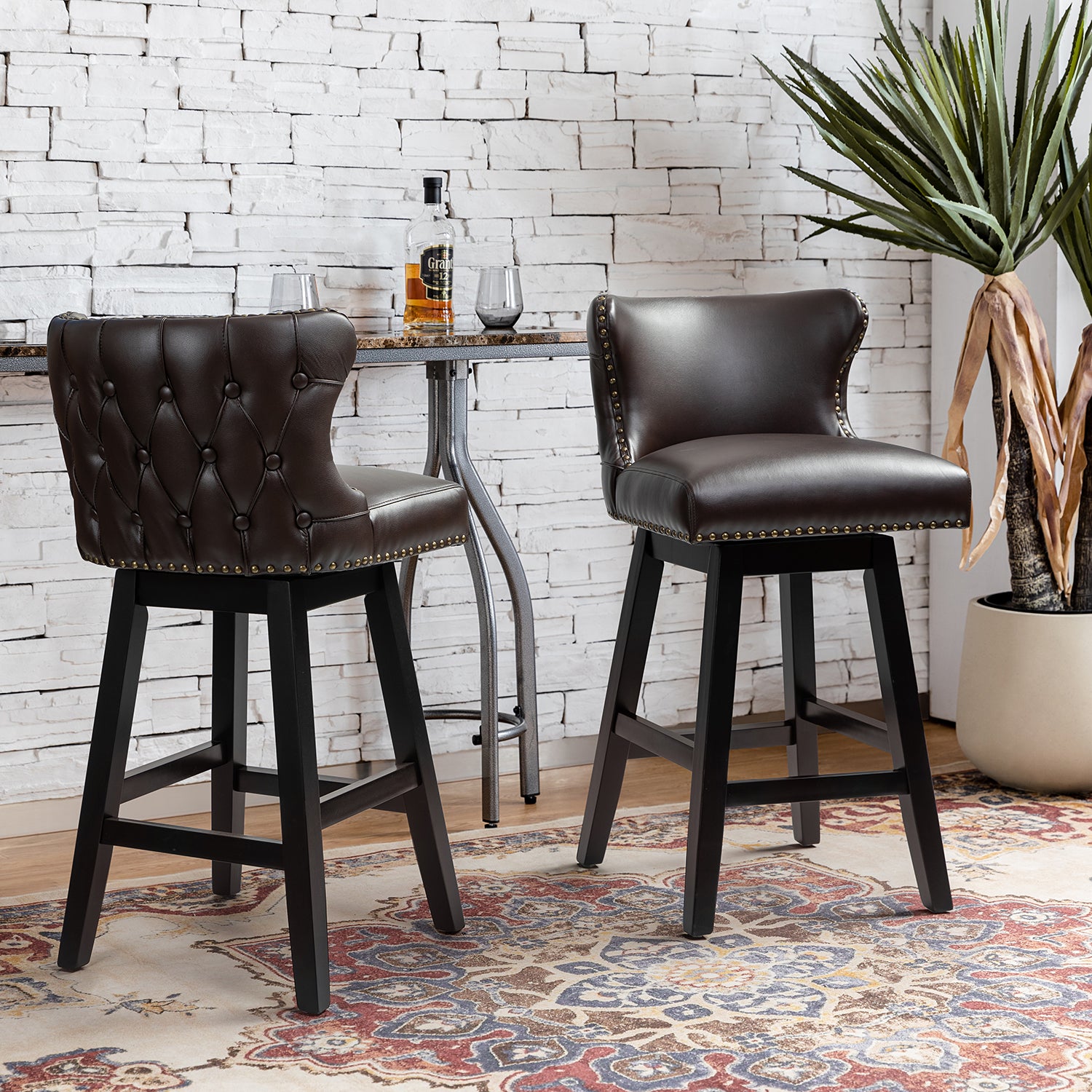 Konrad Swivel Bar & Counter Stool in Brown