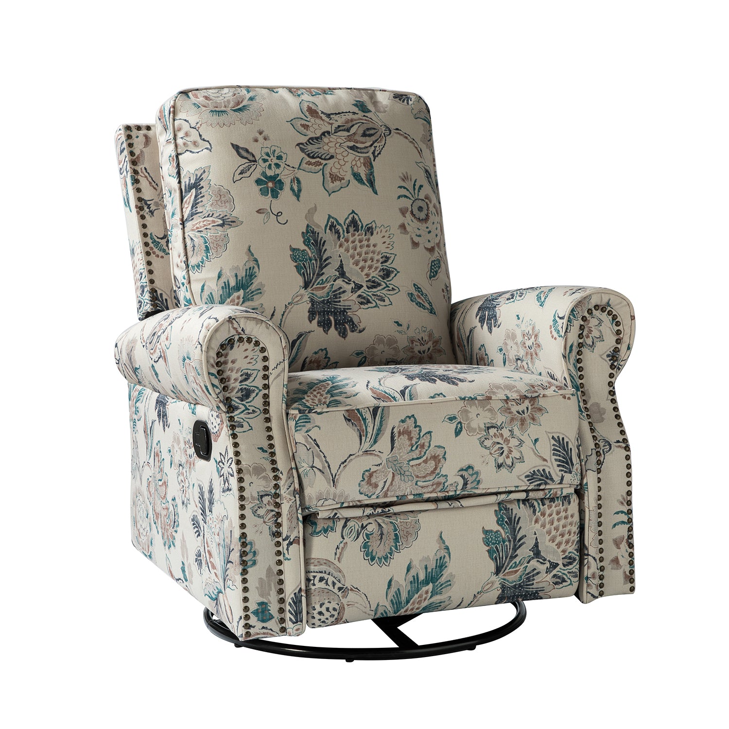 Kaspar Manual Swivel Glider Recliner in Teal