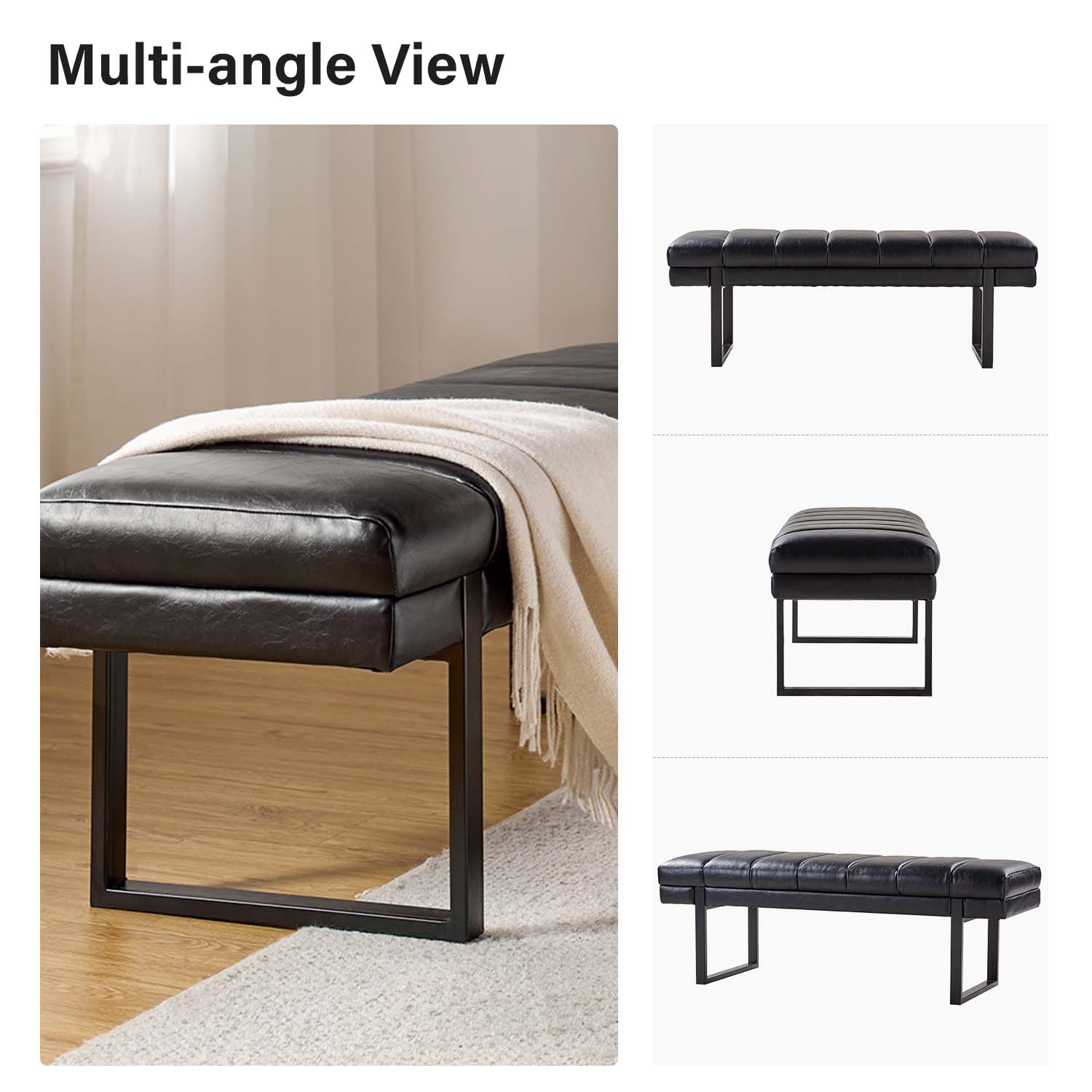 Laurg Upholstered Bench in Black