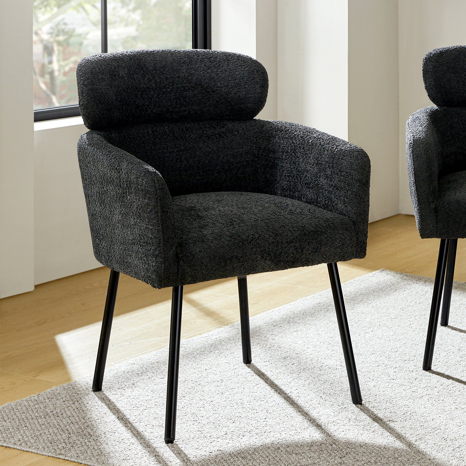 Adrian Boucle Dining Chair in Black