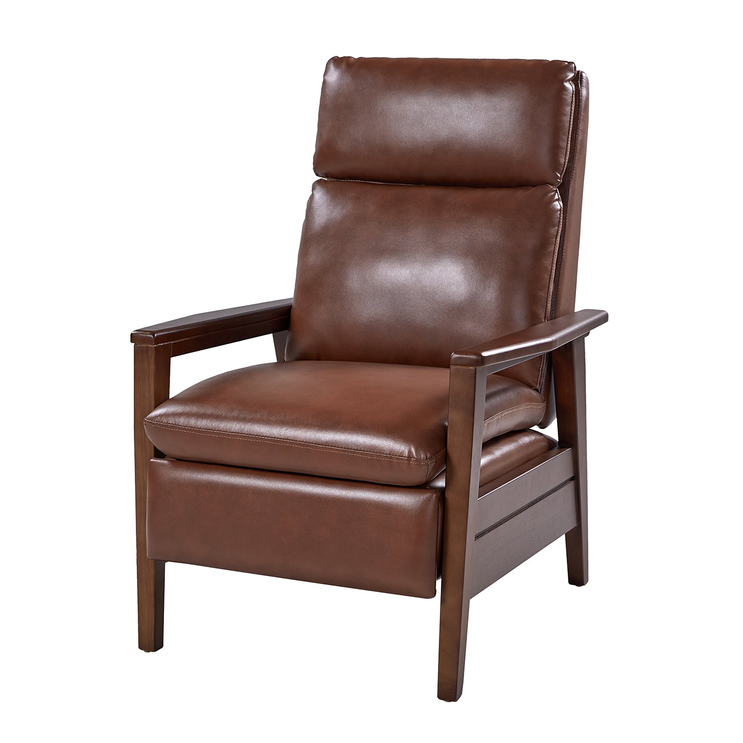 Patrick Vegan Leather Solid Wood Recliner in Brown