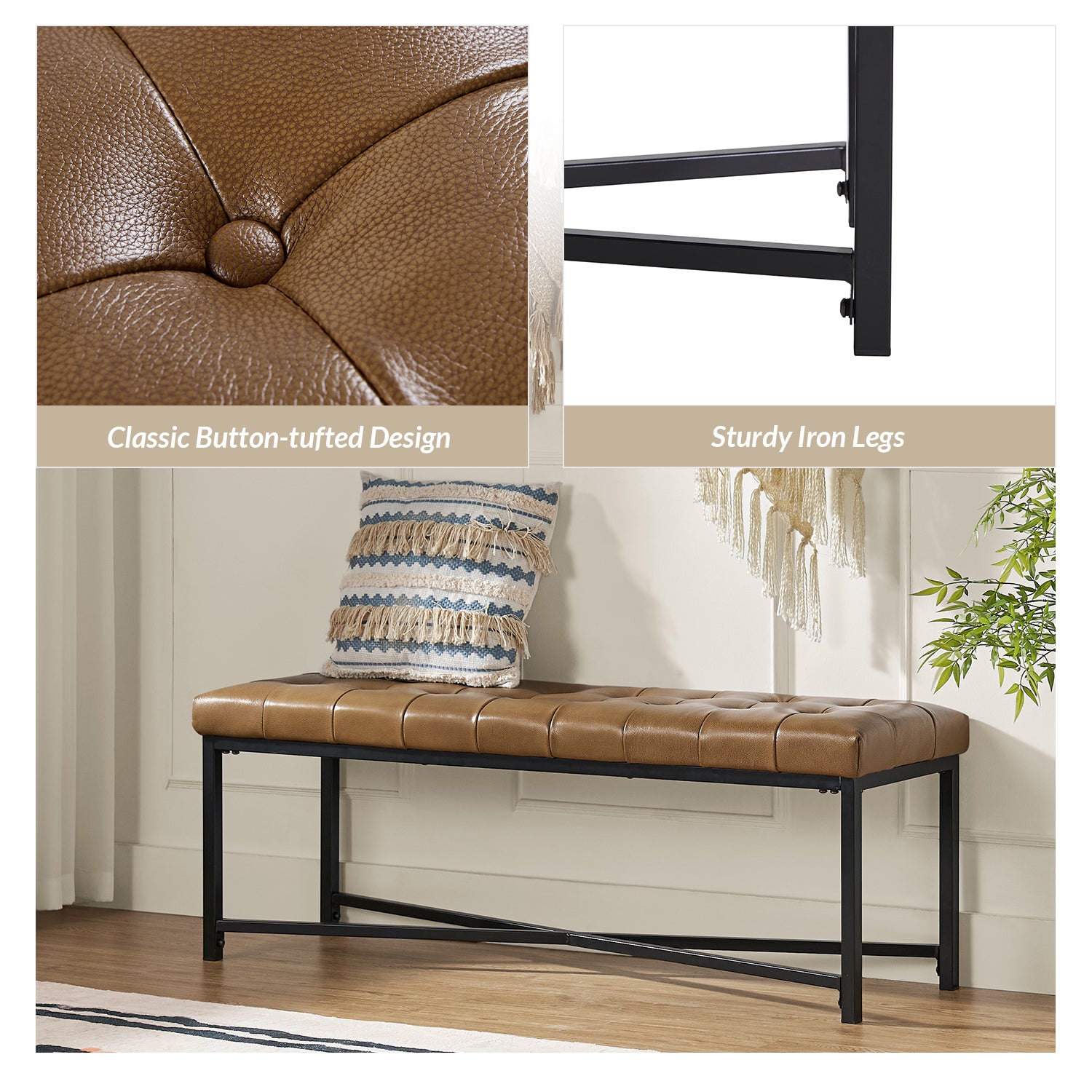 Arnold Upholstered Flip Top Storage Bench in Camel