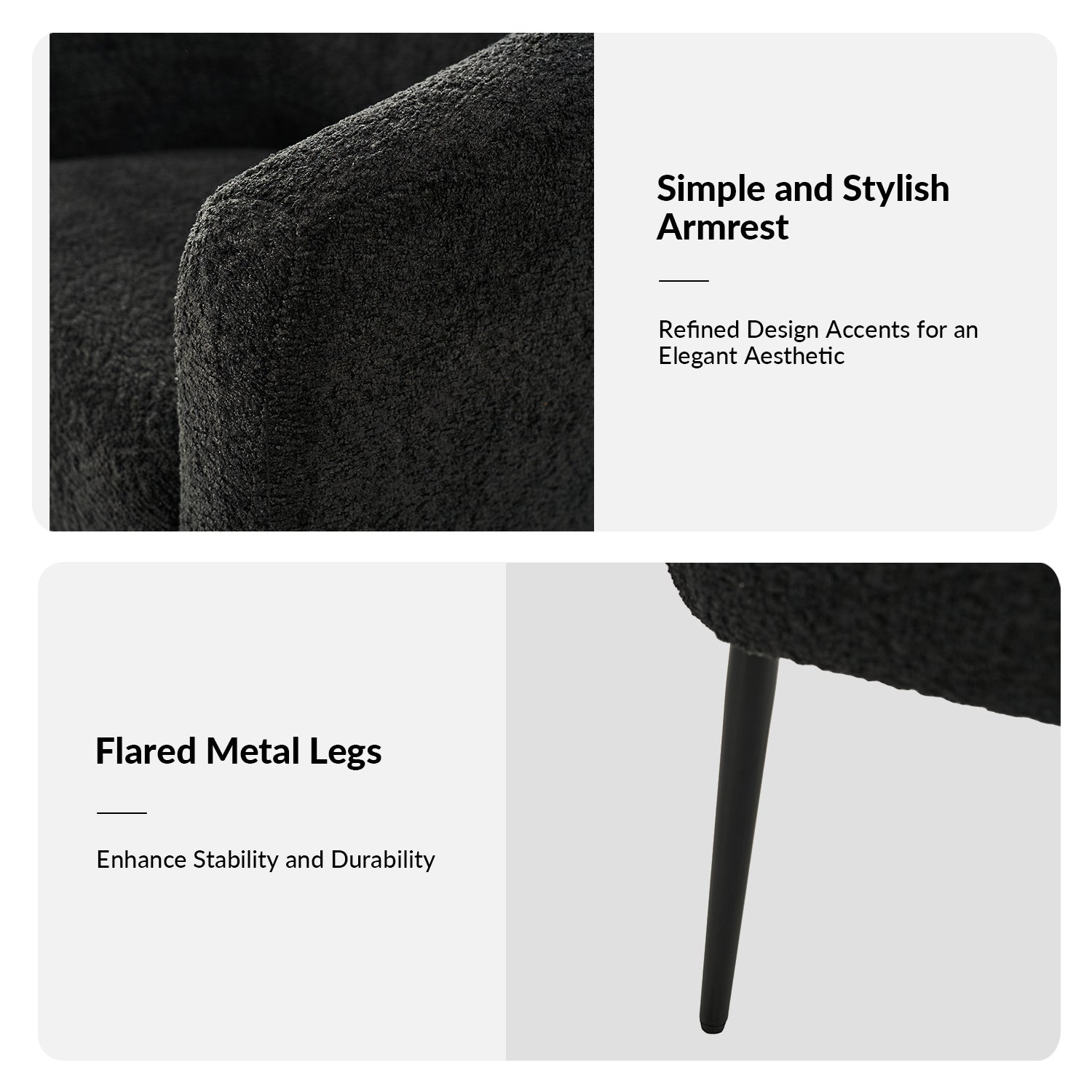 George Modern Boucle Armchair in Black