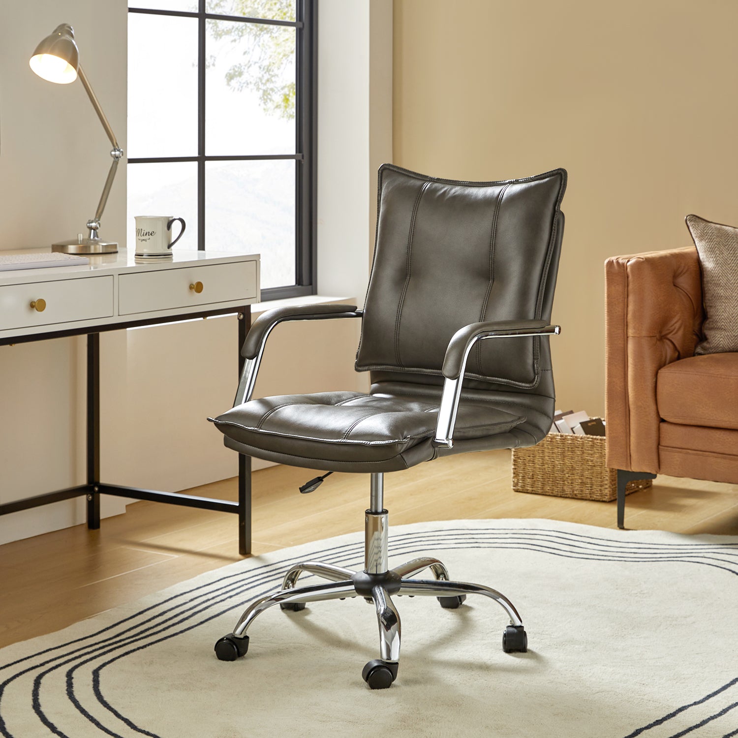 Leather Task Chair in Grey