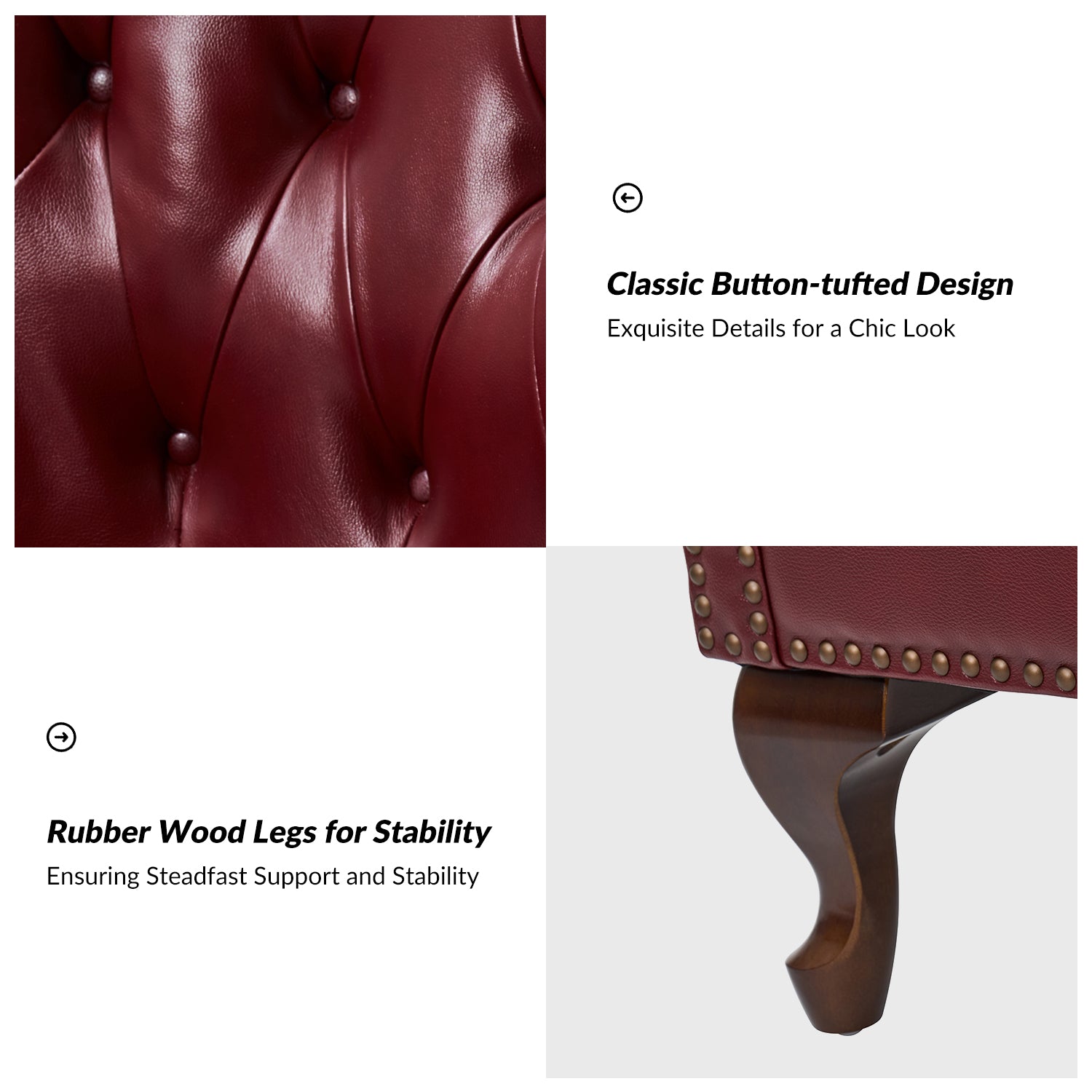 Anthony Genuine Leather Armchair in Burgundy