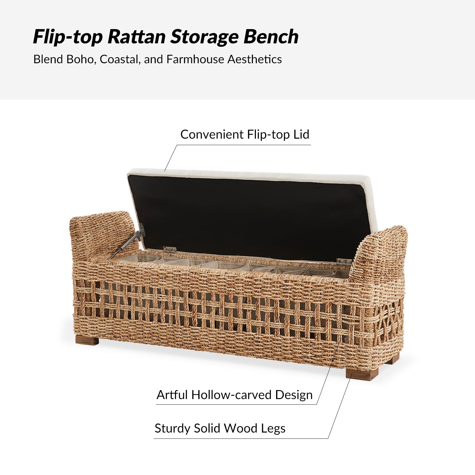 Anton Ratten Storage Bench in Natural