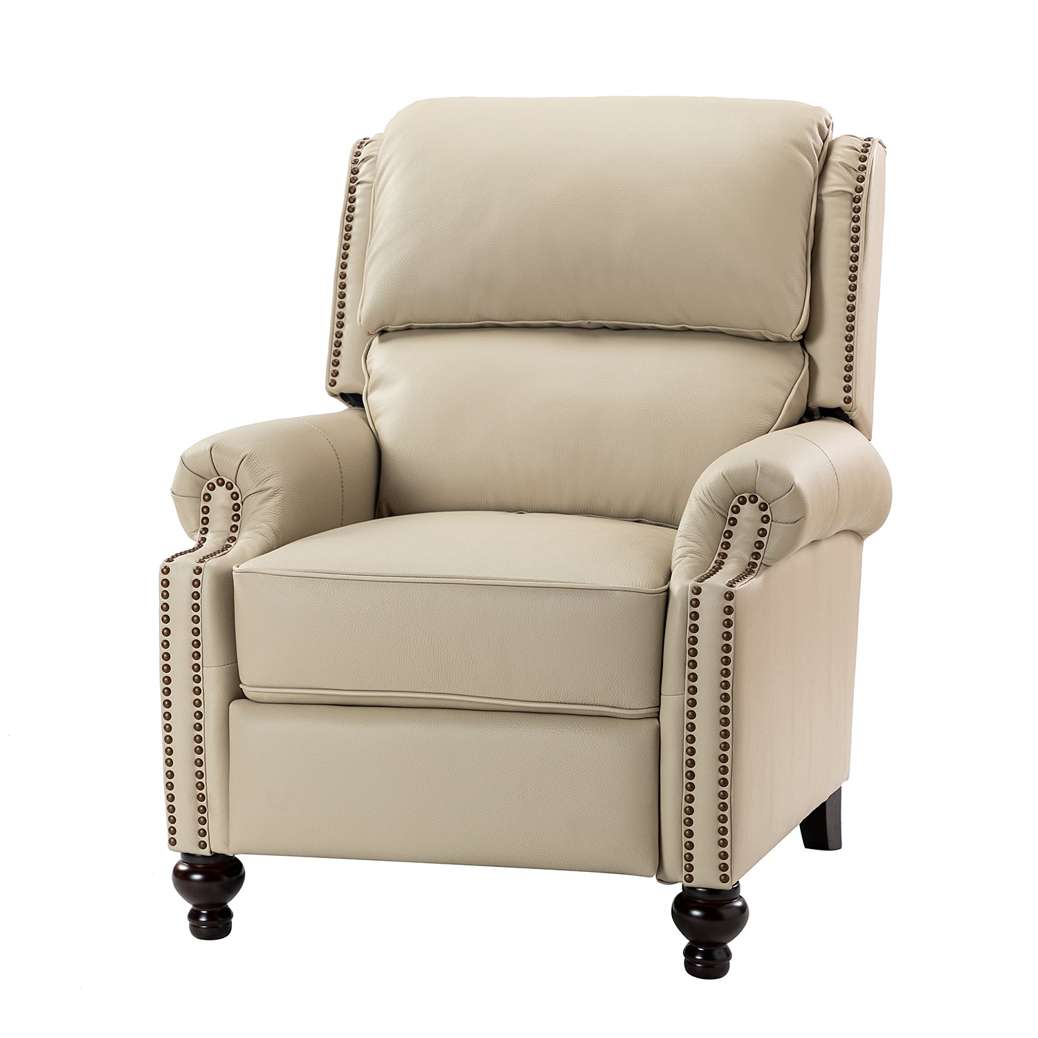 Franco Genuine Leather Recliner in Beige