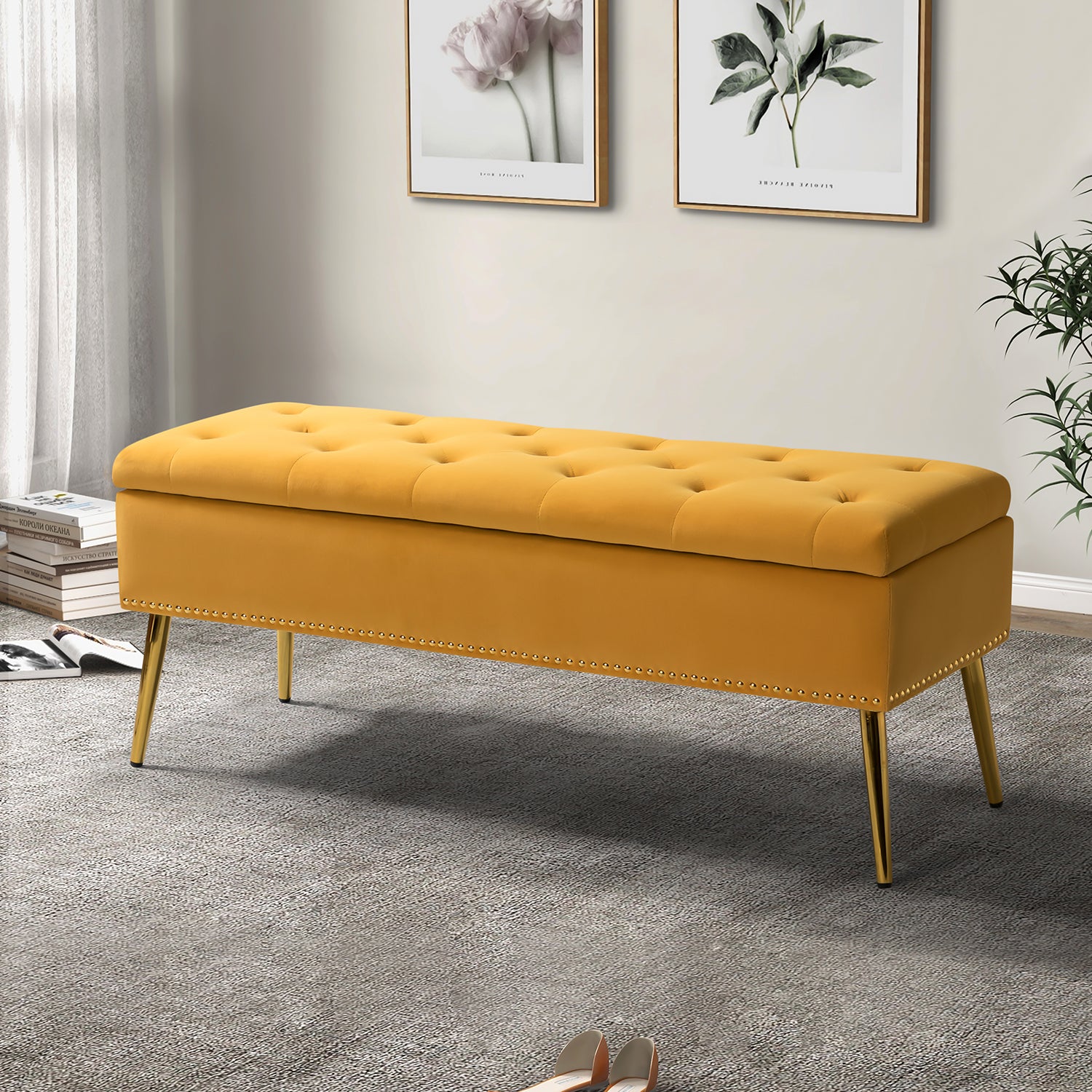 Achilles Storage Bench in Mustard