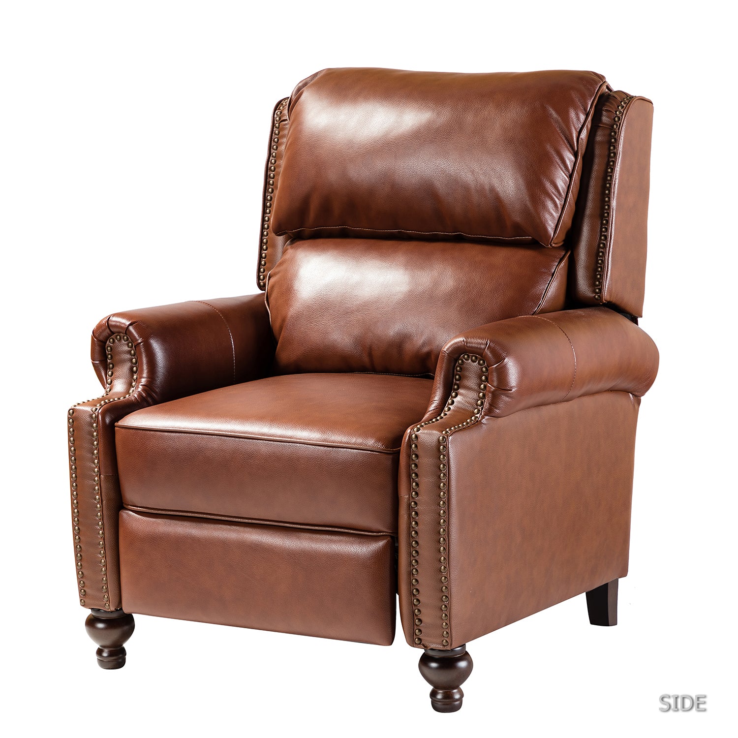 Franco Genuine Leather Recliner in Brown