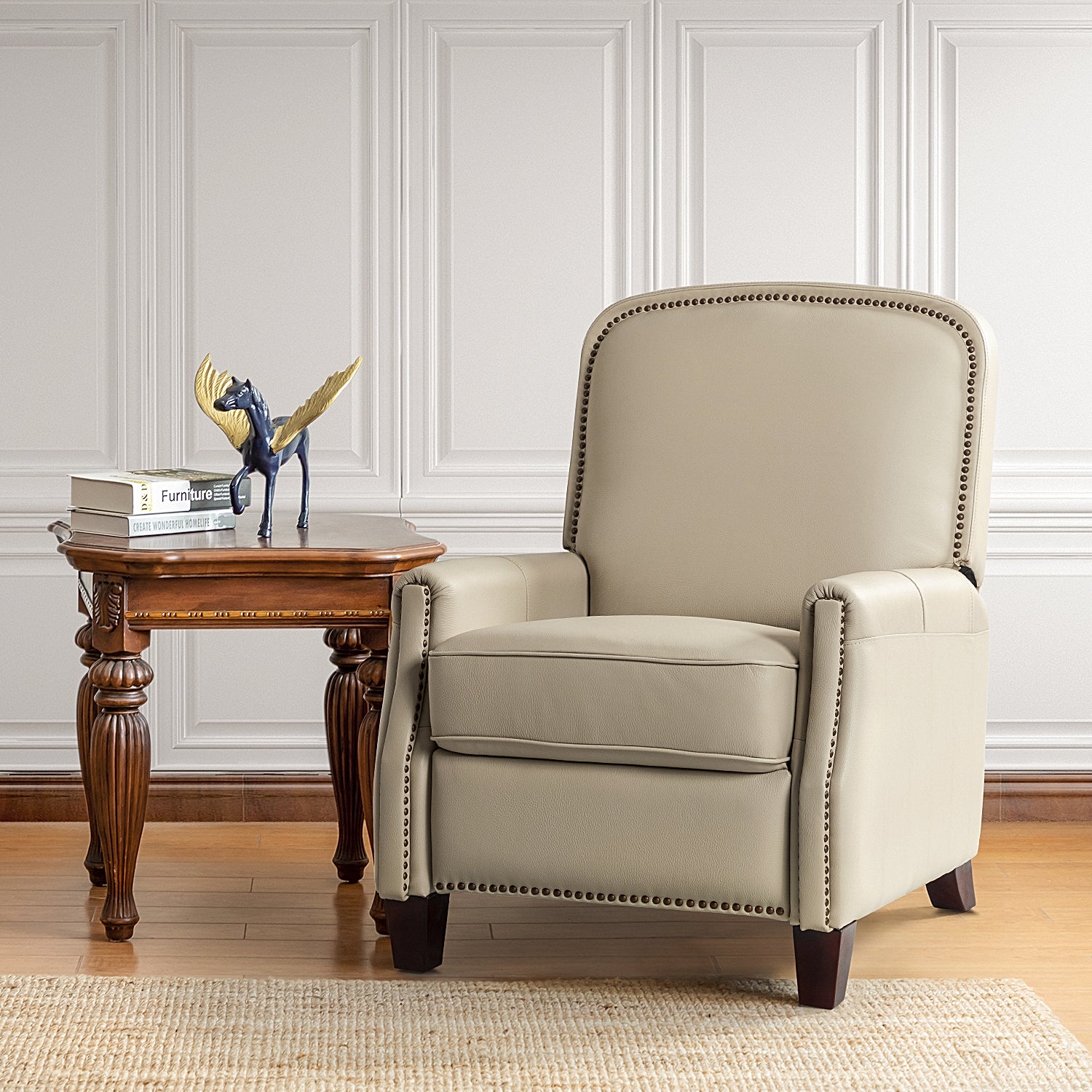 Erendiria Genuine Leather Recliner in Beige