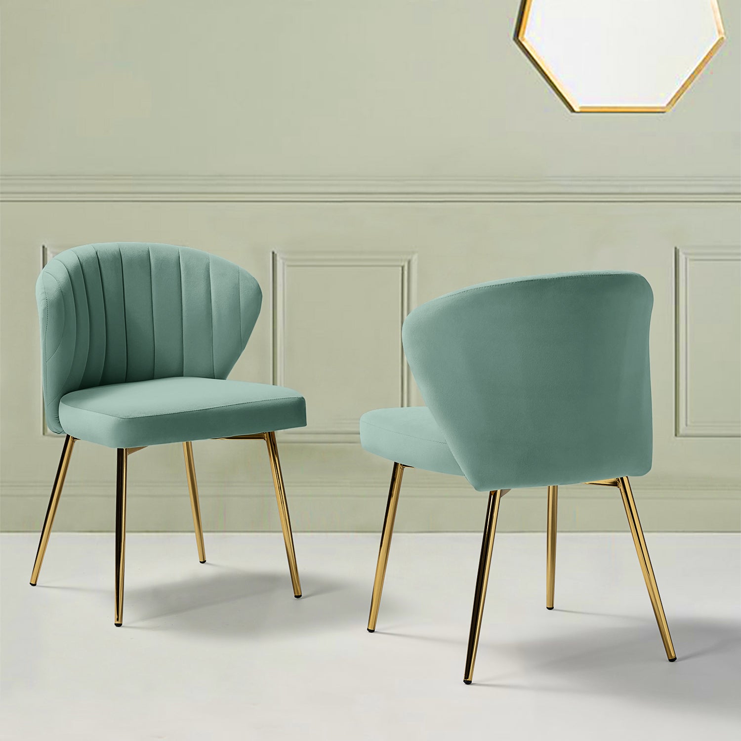 Milia Dining Chair Set of 2 in Sage