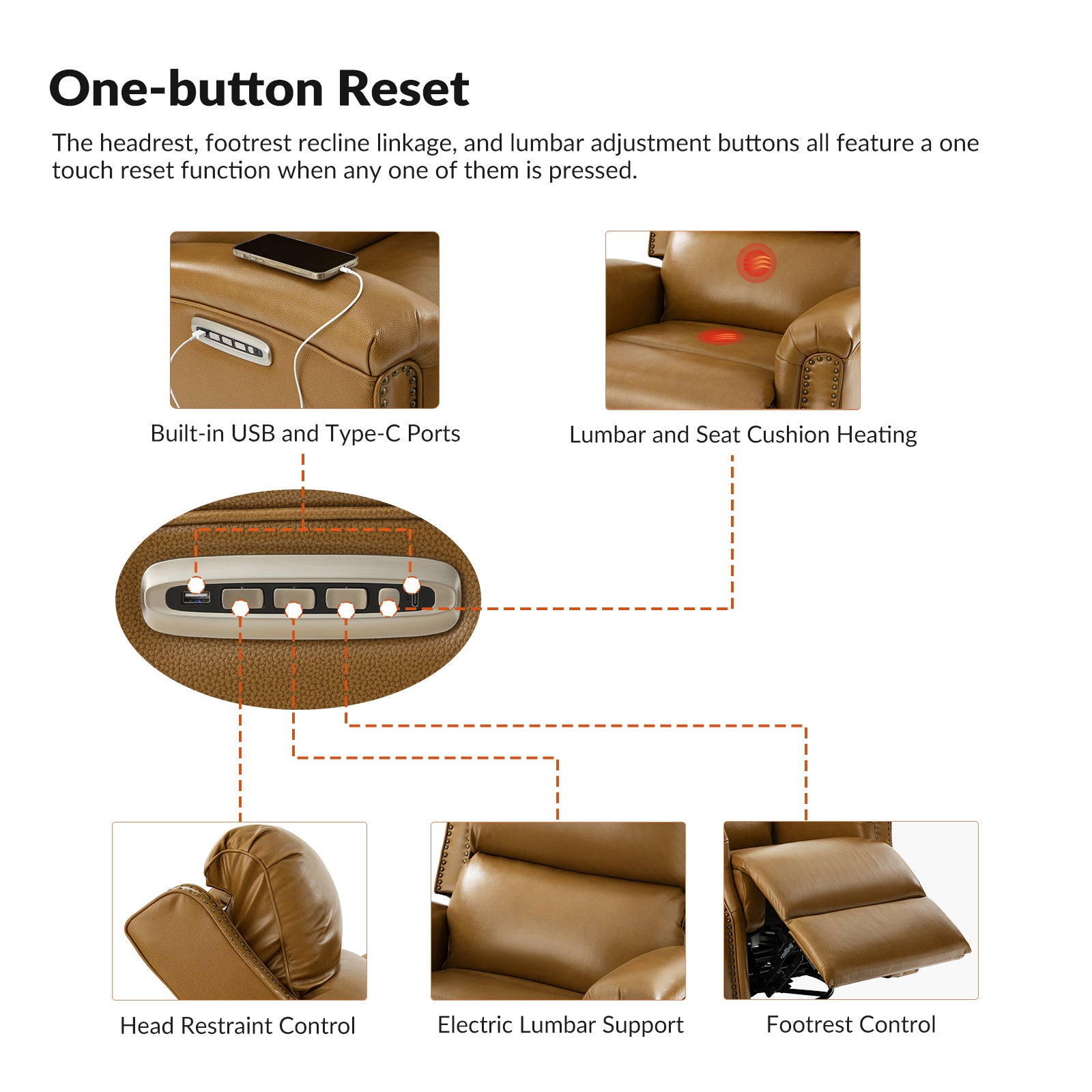 Andreas Recliner in Camel