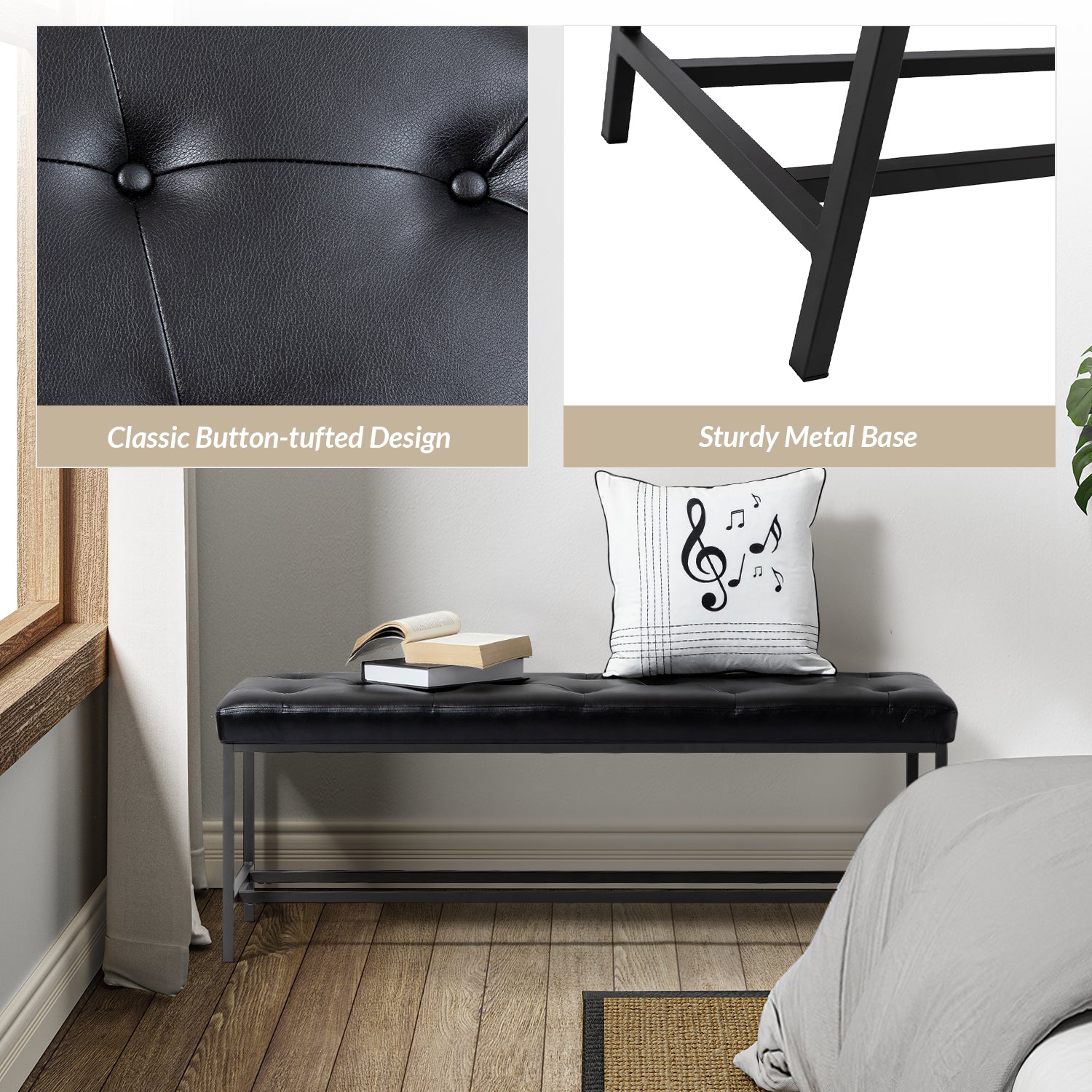 Jakob Upholstered Bench in Black