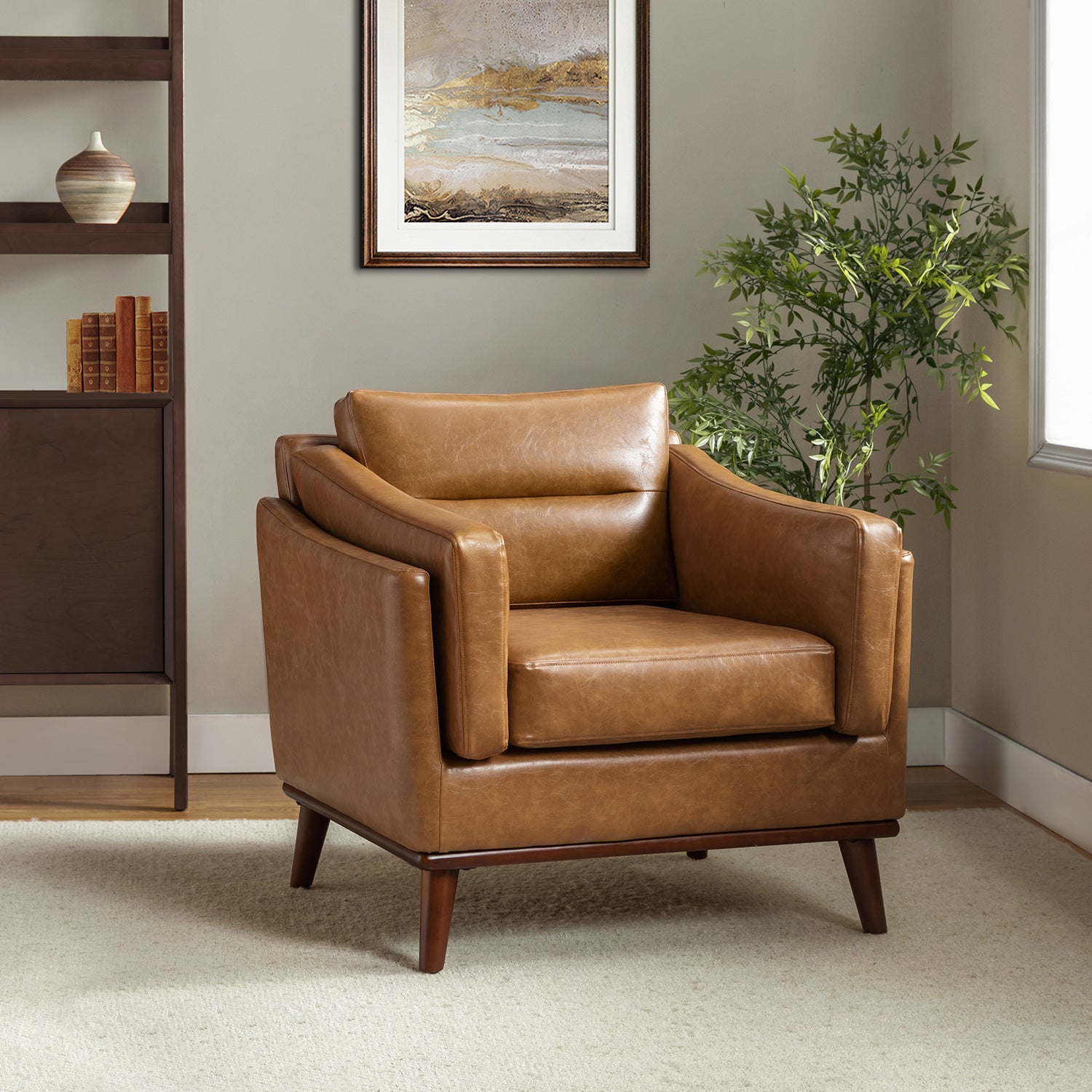 Jerome Vegan Leather Armchair in Camel