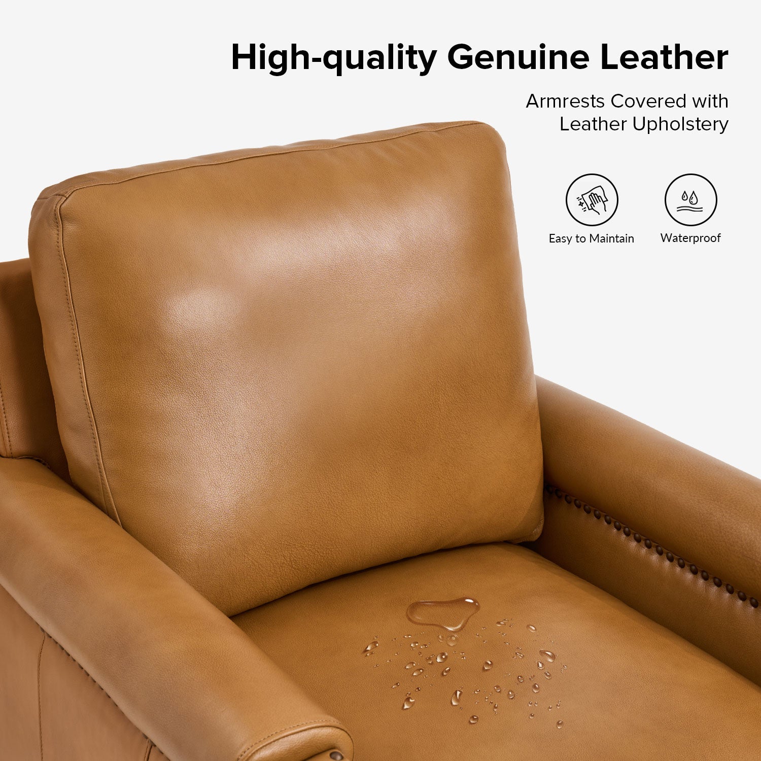 Raimund Genuine Leather Armchair in Camel