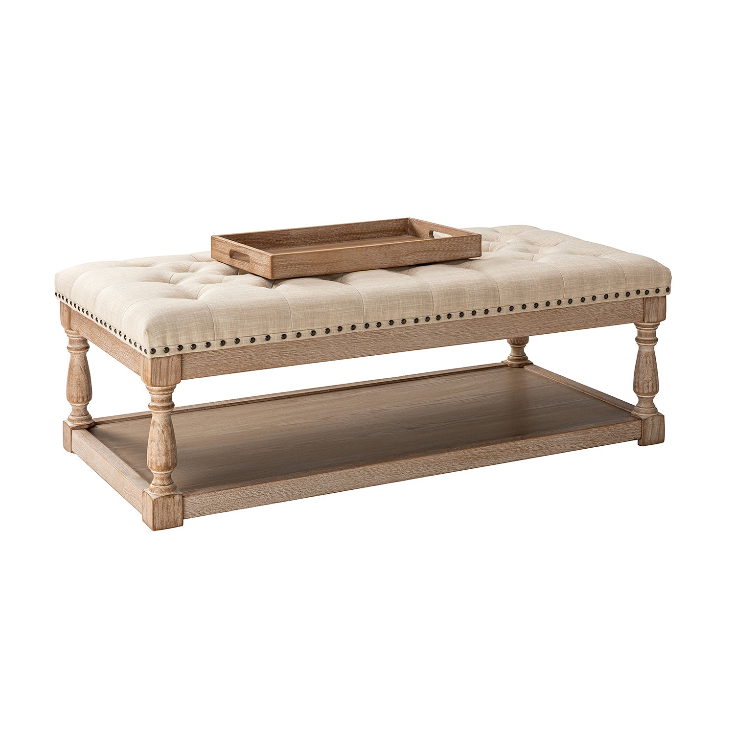 Jordan Upholstered Storage Ottoman in Linen