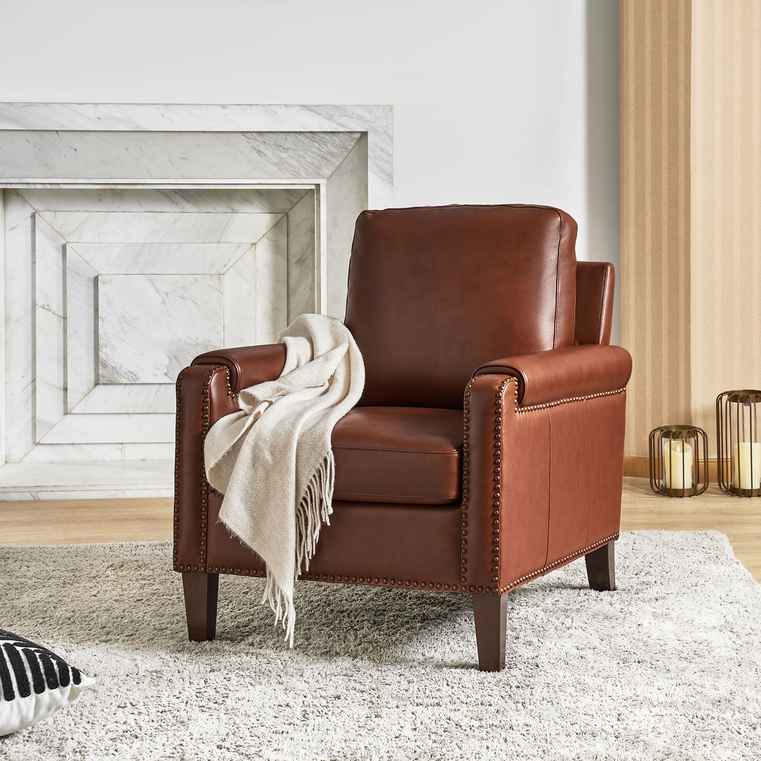 Raimund Genuine Leather Armchair in Brown