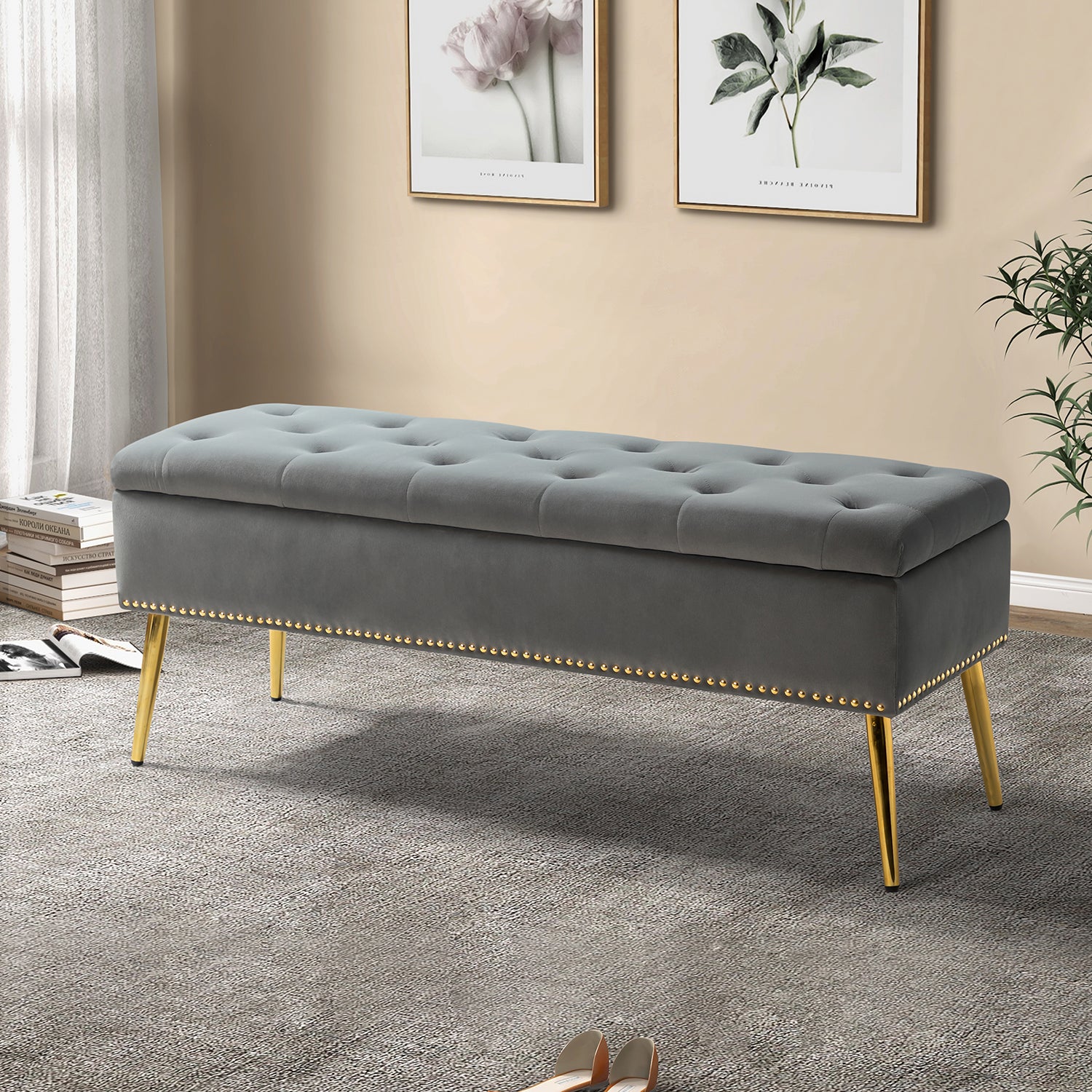 Achilles Storage Bench in Grey