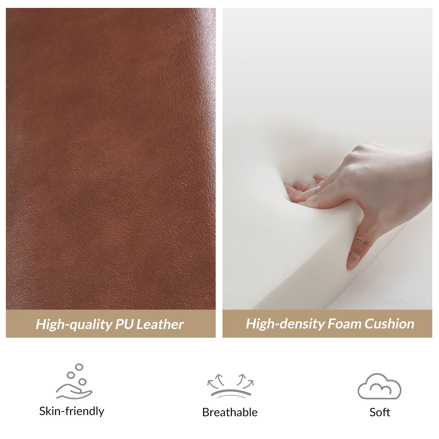 Patrick Vegan Leather Solid Wood Recliner in Brown