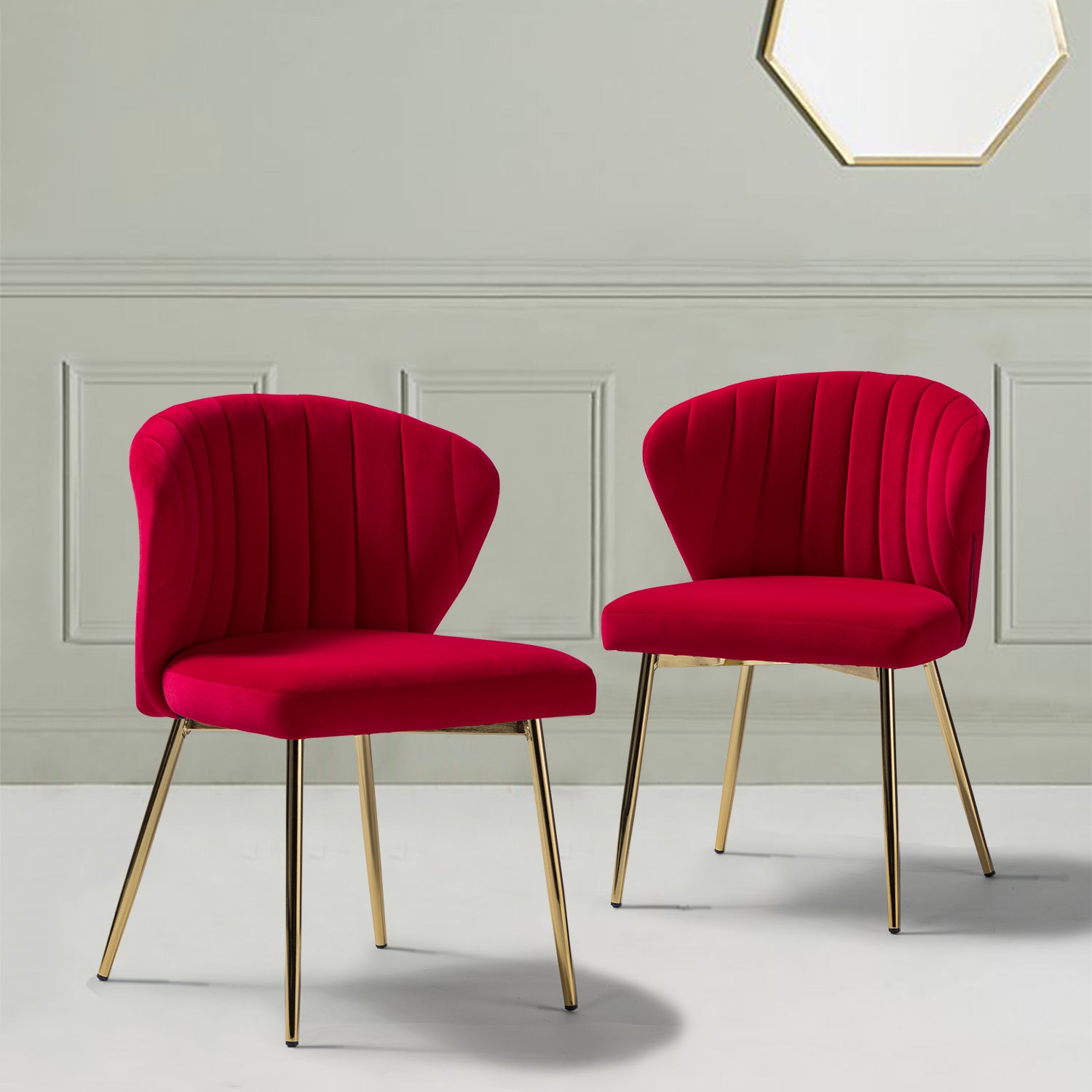 Milia Dining Chair Set of 2 in Red