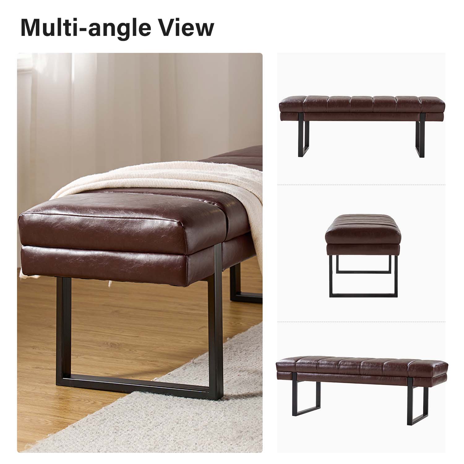 Laurg Upholstered Bench in Brown