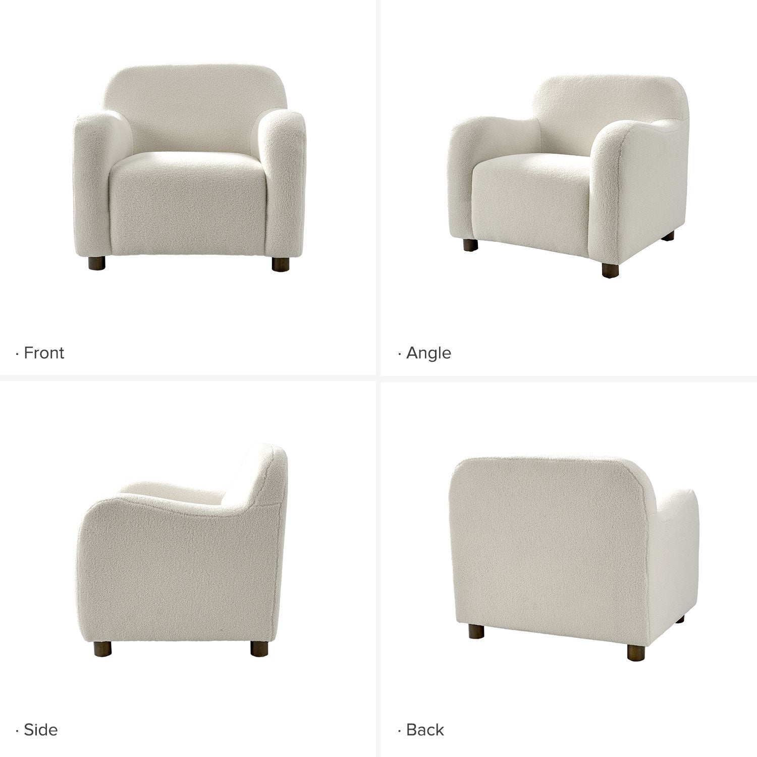 Bernie Boucle Upholstered Armchair in Ivory