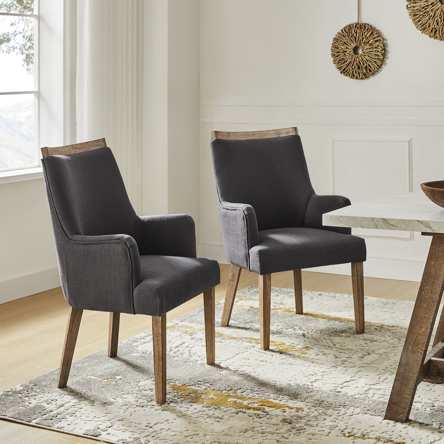 Albert Dining Chair Set of 2 in Charcoal