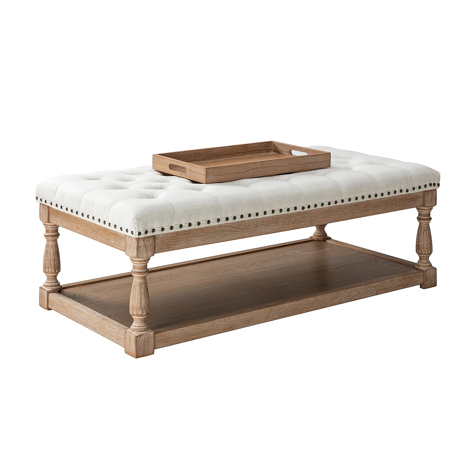 Jordan Upholstered Storage Ottoman in Ivory