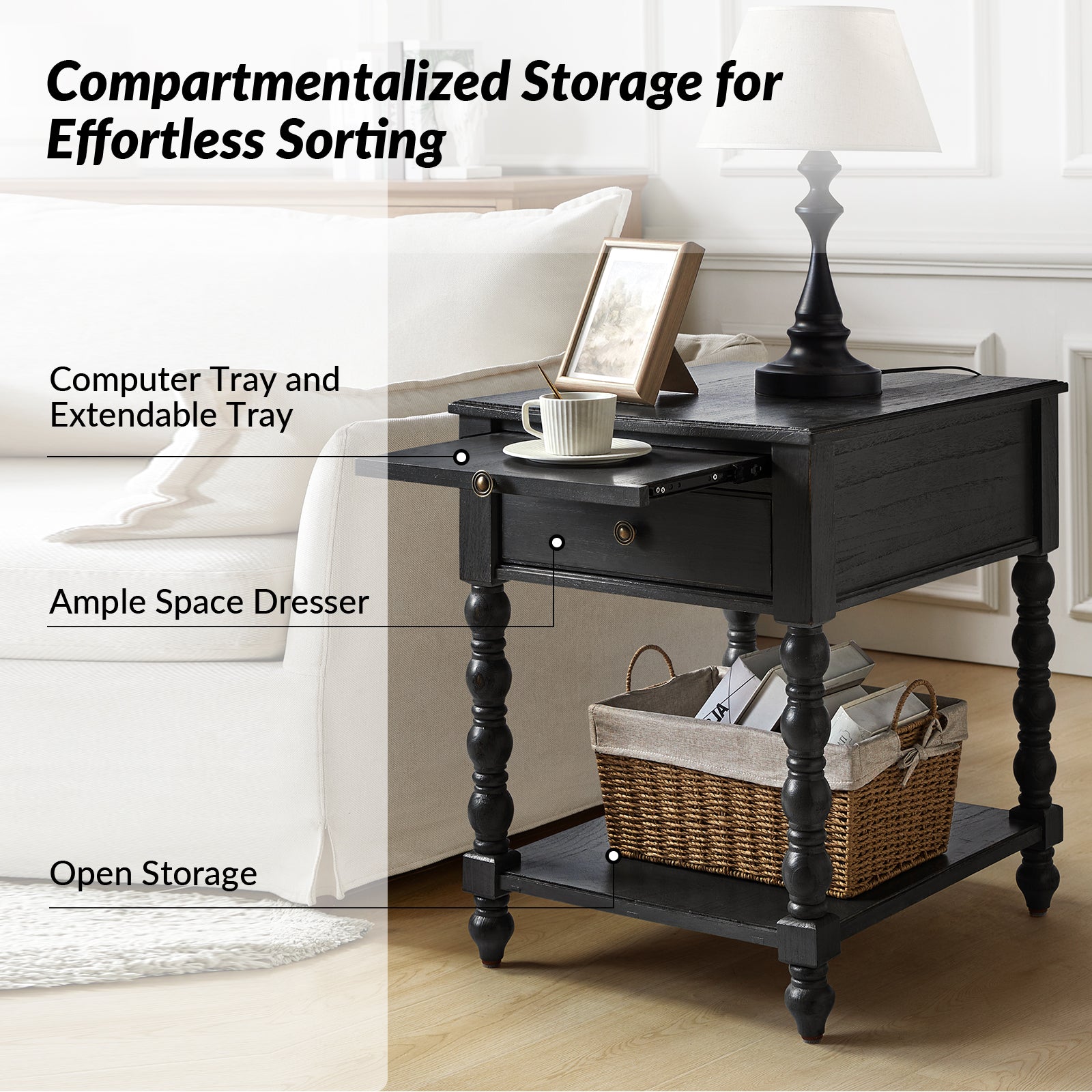 Eric End Table in Charcoal