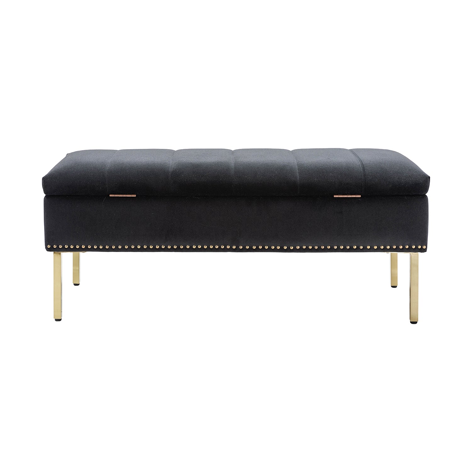 Fabio Upholstered Flip Top Storage Bench in Black
