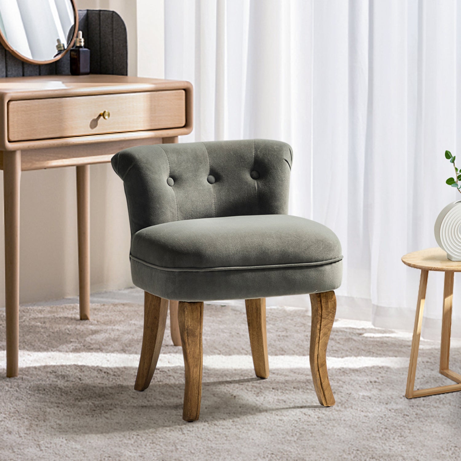 Lera Vanity Stool in Grey