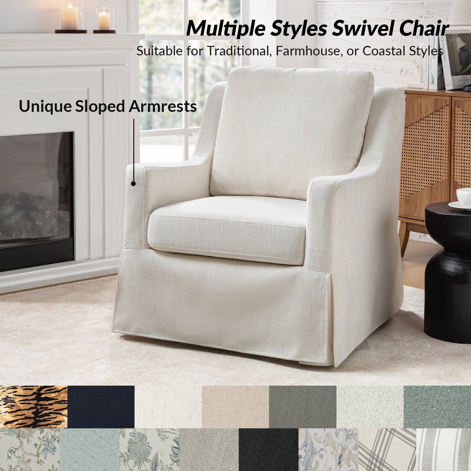 Stan Swivel Chair in Ivory