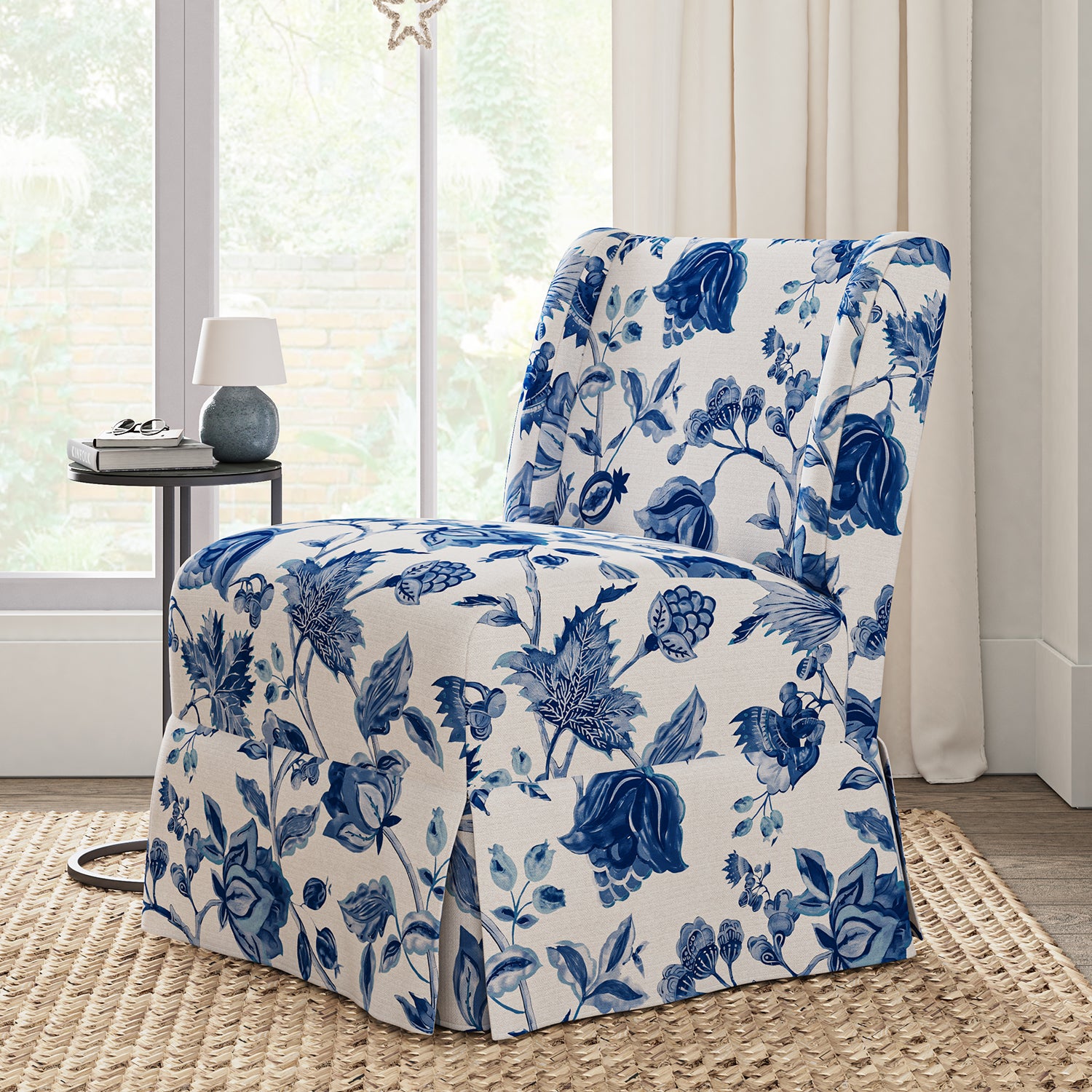 Edwin Slipcovered Chair in Turquoise